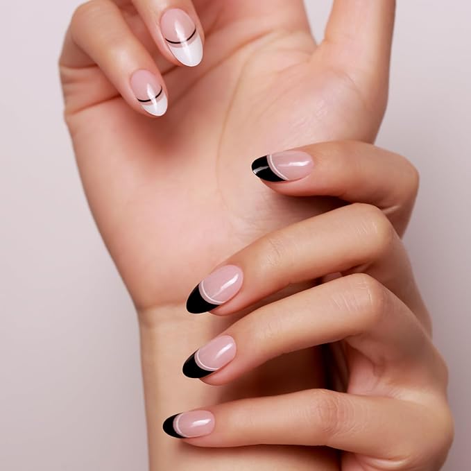Semi Cured Gel Nail Strips - 30PCS Gel Nail Stickers for UV Light, Long-Lasting Gel Nail Wraps, Salon-Quality Semi Cured Nail Stickers, 2 Weeks Wear, Easy DIY Gel Manicure-Tuxedo