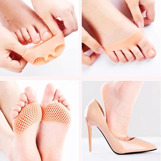 3 Pack Metatarsal Pads for Women and Men, Gel Toe Pads Cushions Forefoot Insoles, Ball of Foot Protect Mortons Neuroma Callus Foot Pain Relief Bunion Silicone Inserts (White, One Size fit All)