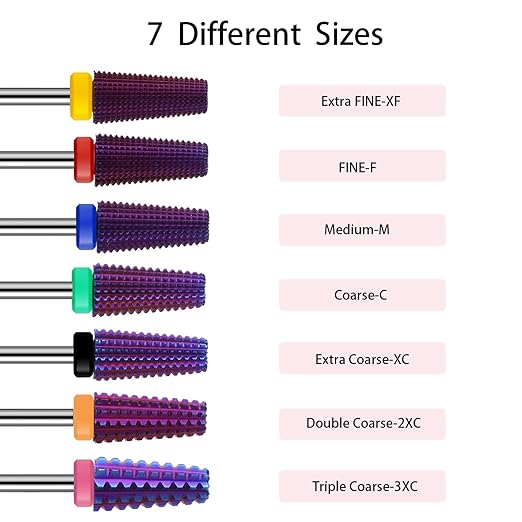 5 in 1 Nail Drill Bits,Tungsten Carbide Drill Bit, Cuticle Drill Bits Nail Bits for Nail Drill 3/32 Inch for Nail Bit Manicure Pedicure (M, Purple)