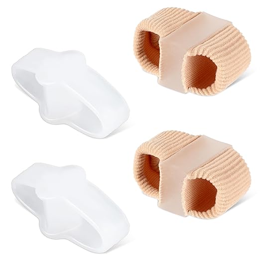 4pcs Gel Toe Separators Bunion Corrector with 2 Loops Big Toe Spacers Overlapping Toes Spacers Hammer Toe Straightener Soft Breathable Elasticity Bunion Spacers for Women Men Relieve Foot Pain