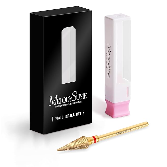 MelodySusie Professional Tapered Nib Nail Drill Bit, 3/32'' Carbide Tungsten Multi-function Bit, Suitable for Manicure Pedicure Cuticle Gel Polishing, Technicians Bit, Gold, Series Bit-M, Fine