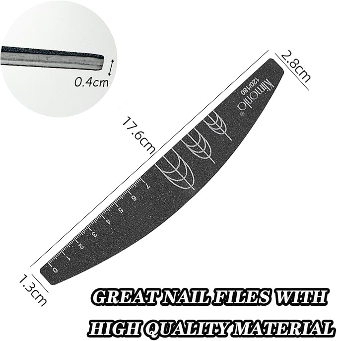6pcs Nail Files with 2pcs Nail Brushes 120/120, 120/180, 180/180 Grit Both Sides Nail Files with Reference Graphic for Press-on Fake Nail Shaping Natural Nail Polish Christmas Gift for Women Girls