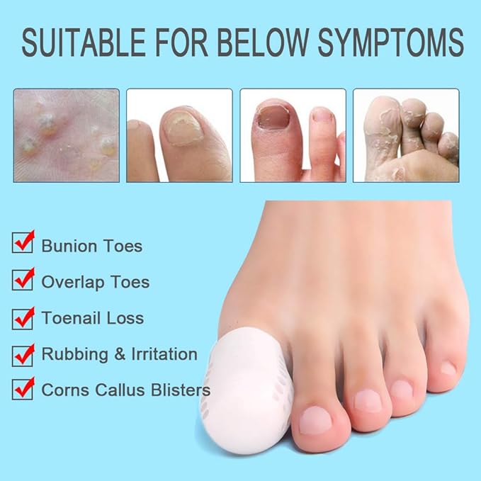 Big Toe Protectors, 10 Packs of Breathable Big Toe Caps, Silicone Toe Covers for Big Toe, Calluses, Blisters, Hammer Toe, Provide Pain Relief from Missing, Reduce Friction.