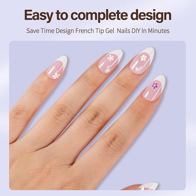 Misssix XBASICTIPS French Tip Press On Nails, 150Pcs French Gel Nail Tips Short Almond, Pink White Soft Gel Pre-shaped No Need to File 3 in 1 Nail Tips, Fake Nails for Nail Art DIY Extension 15 Sizes