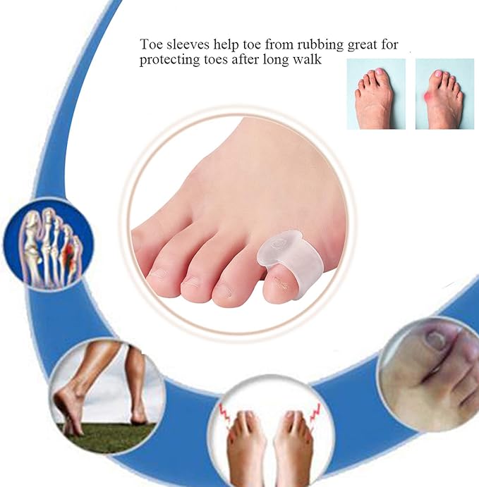 10 Pcs Pinky Toe Splint, Gel Toe Separators, Little Toe Straightener Hammer Toe for Men Women Walking, Running, Overlapping, Bunion Corrector and Bunion Relief
