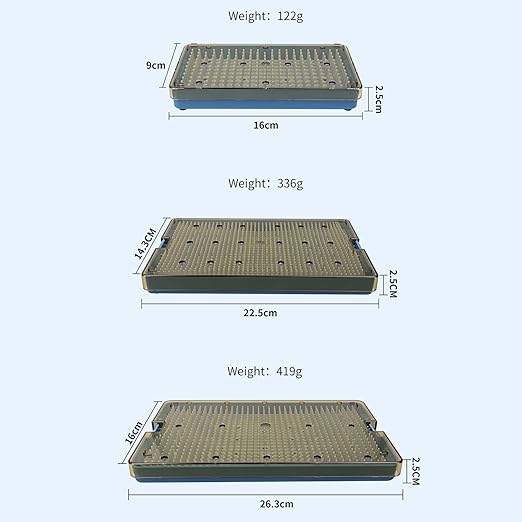EustomA Autoclavable Instruments Sterilization Tray Case Plastic with Silicone Mat Storage Box S/M/L Size for Instruments/Tools (S)