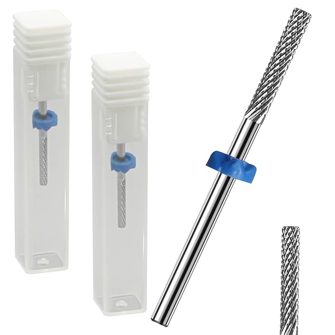 2Pcs 3/32" Carbide Nail Tungsten Drill Bits Cuticle Bit, Nail Tech Supplies Rotate Bits for Nail Drill for Dead Skin, Electric Cuticle Drill Bits for Nails Drill Bits Nail Tech Cleaning Nails(Sliver)