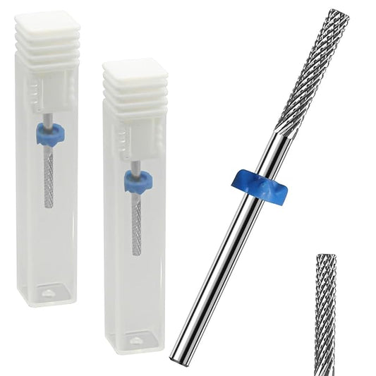 2Pcs 3/32" Carbide Nail Tungsten Drill Bits Cuticle Bit, Nail Tech Supplies Rotate Bits for Nail Drill for Dead Skin, Electric Cuticle Drill Bits for Nails Drill Bits Nail Tech Cleaning Nails(Sliver)