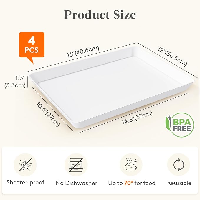 Lifewit 4 Pcs Extra Large Serving Tray - Image 2
