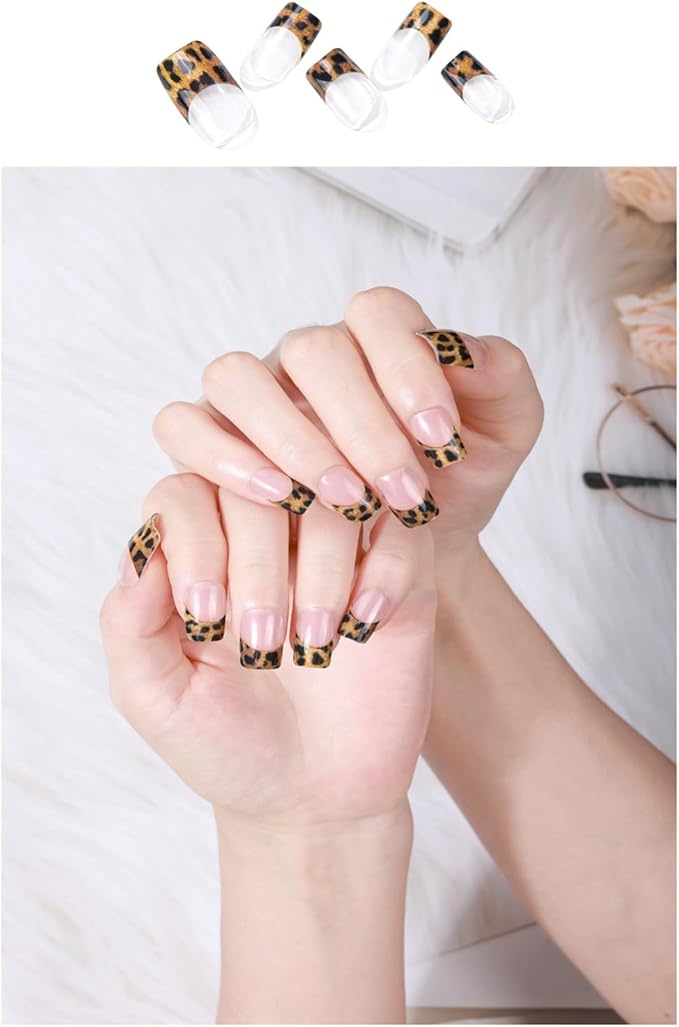 Nail Stickers, Gel Nail Strips with Manicure Tool Kit, 22 Pieces, Long Lasting, Chip Resistant, UV Free, Leopard Luxe