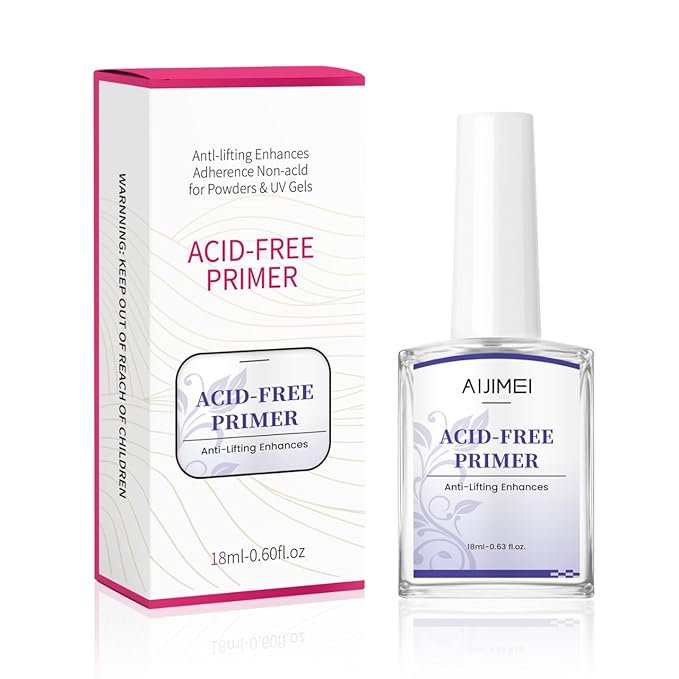 AIJIMEI Acid Free Primer 18ml/0.63fl.oz Acid Free Peel Adhesive Primer, Suitable For Gel Nail Polish, Nail Polish And Acrylic Powder Diy Nail Products In Home Salon