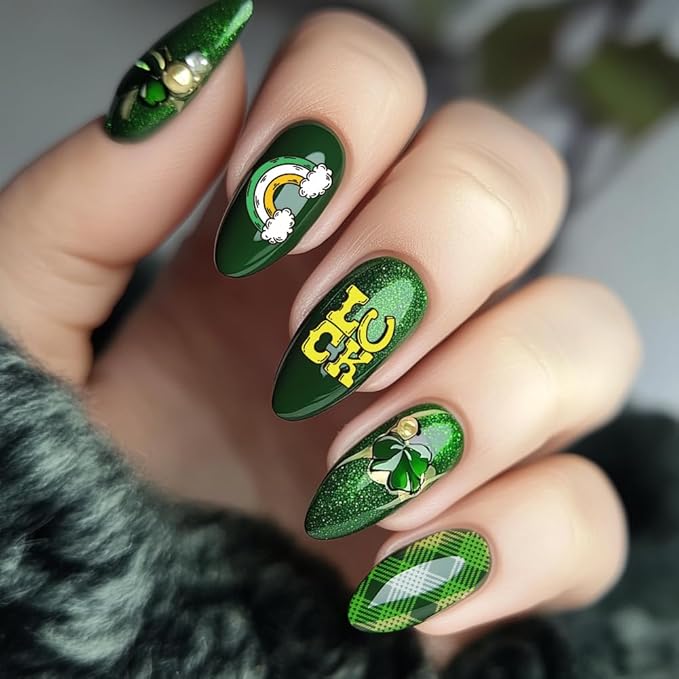 PH PandaHall 5pcs Nail Stamping Plates for St. Patrick's Day, Shamrock Nail Art Templates Leaf Clover Flower Nail Art Stencils Stainless Steel Nail Plates for Holiday Nail Design Print Manicure Salon