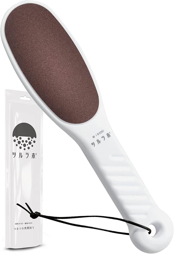 TSURULABO - Foot File, Effective & Easy-to-Use Alternative to a Foot Scrubber or Pumice Stone for Feet, Heel Scrubber for Grooming, White Dry Skin & Callus Remover with Hanging Loop