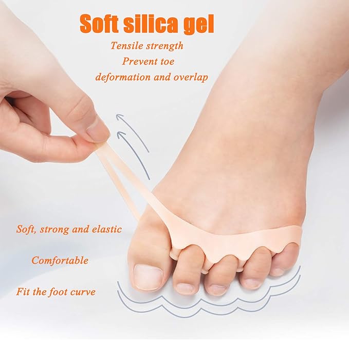 Toe Separators & Spacers,Use for Health & Beauty Pedicures,Plantar Fasciitis, Hammer Toes, Claw Toes & Other Foot Conditions,Pedicures for Men and Women(2 Pcs) - Beige
