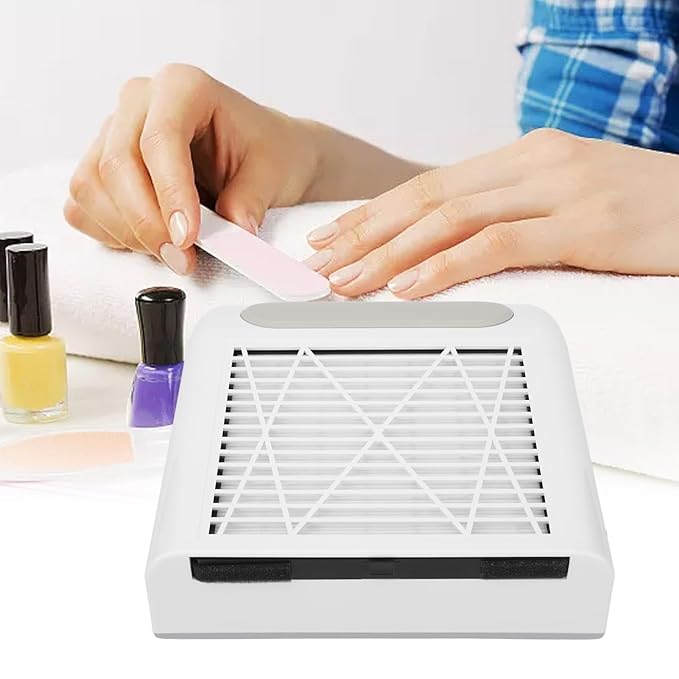 Nail Dust Collector with Reusable Filters, Professional 80W Strong Suction Power Nail Extractor Vacuum, Low Noise Acrylic Nail Dust Cleaner for Home Salon Use, Christmas Gift