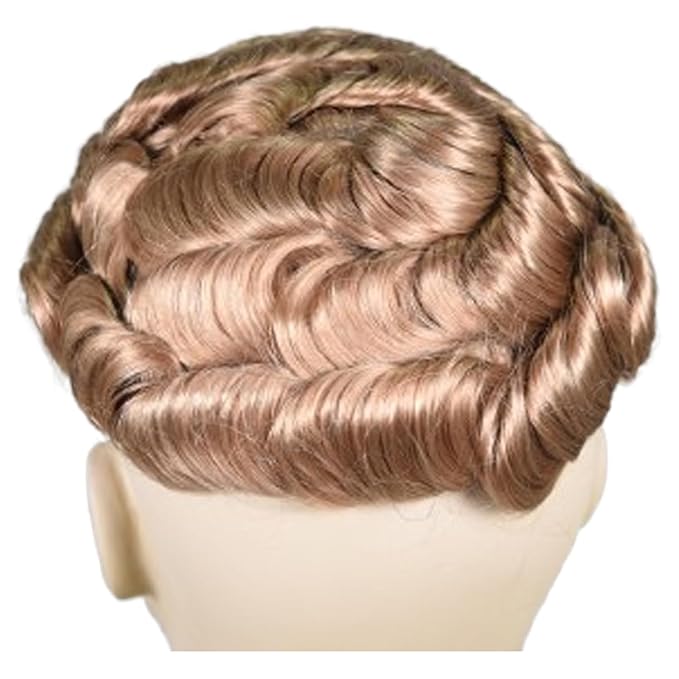 Human Hair Toupee for Men 10x8 Inch,European Human Hair Lace Front Natural Hairline Hair Pieces with 0.06mm Thin Skin PU V-looped Men's Hair Replacement System (#21 color,100% human hair)