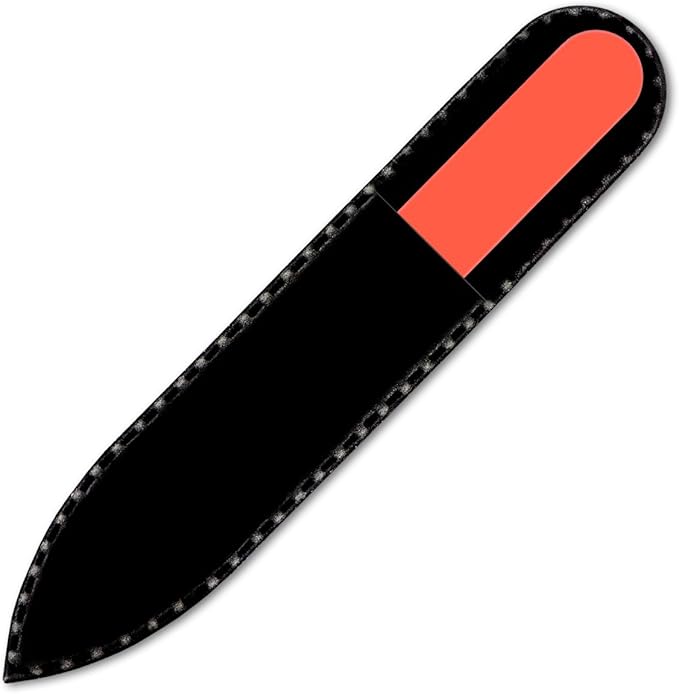 Color Crystal Nail File in Black Pouch - Small/Purse Size - Czech Tempered Glass - Handmade in Czech Republic