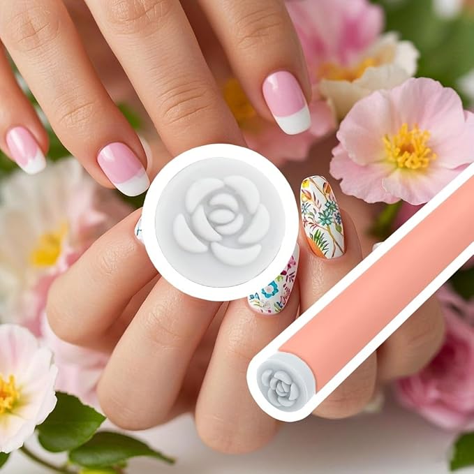 48 Pcs Nail Stamp Pen Set, Nail Art Pens with Interchangeable Stamp Heads, Quick Nail Art Tools with 48 Unique Patterns, Flower Butterfly Rose DIY Nail Stamping Pen Kit, Nail Design Tools for Women