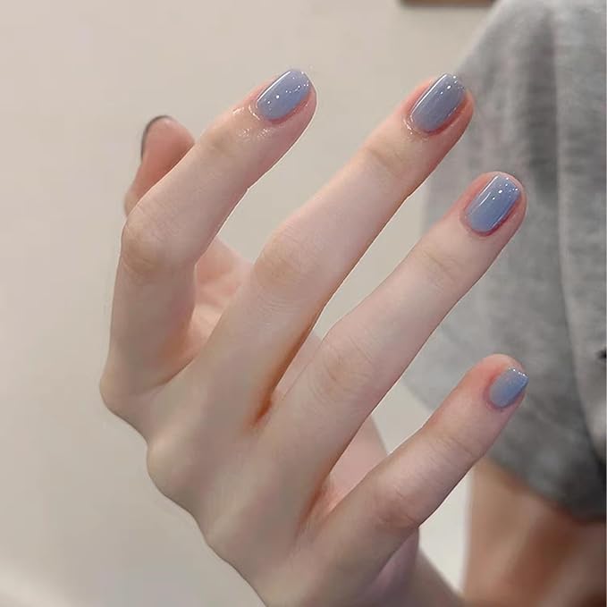 COSMOO Grey Blue Quick Dry Nail Polish, Vegan Chip-Resistant Long-Lasting Nail Lacquer for Nail Art Varnish, 0.34 fl oz (Grey blue)