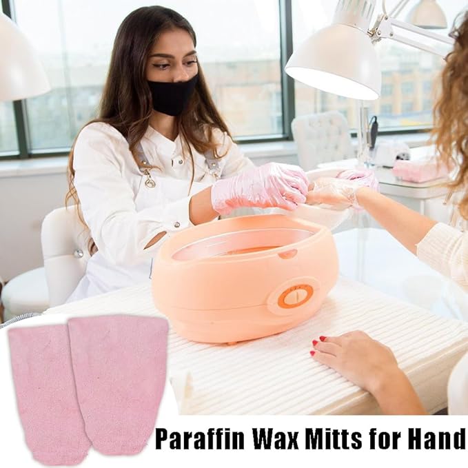 Paraffin Wax Mitts for Hand,Paraffin Heated Hand SPA Mittens for Women,Gloves Moisturizing Cracked Hot Wax Hand Thermal Treatment Wax Accessories,Pink