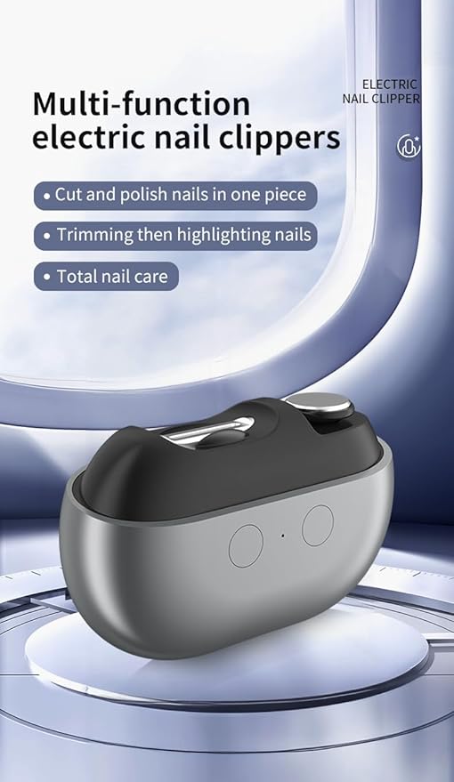 Electric Nail Clipper with Polishing, 3-in-1 Automatic Nail Trimmer with LED Light & Nail Scraps Storage, USB Rechargeable and 2 Speed Gears, Painless Grooming for Adults, Seniors, Women, Men and Kids