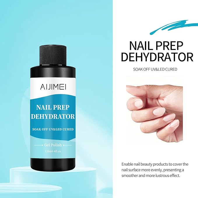 AIJIMEI 120ml Nail Dehydrator Dehydrator Prep for Nail Gel Polish Professional Nail Preparation for Smooth Gel and Acrylic Application Dehydrator for Acrylic 4 Fl Oz