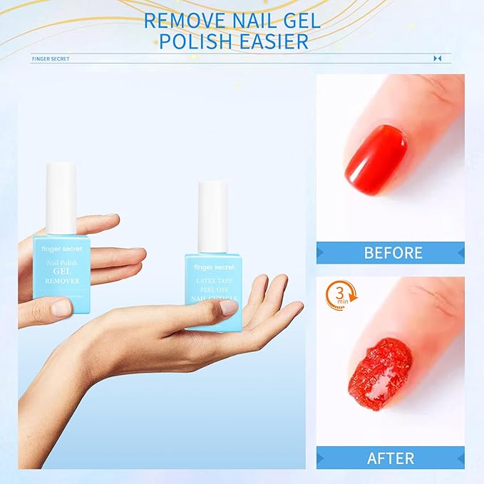 Nail Polish Gel Remover & 3in1 Nail Strengthener Combo with Wet Wipes for Efficient Gel Remover and NailS Strengthening Ideal for Home and Salon Use