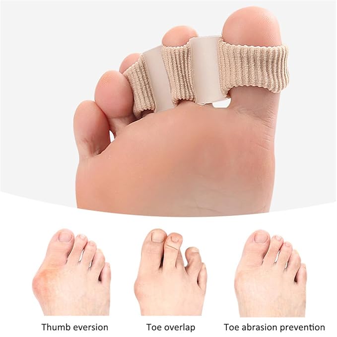 Toe Separators Toe Spacers, Bunion Corrector Hammer Toe Straighteners, Gel Toe Spreaders Toe Cushion Sleeves, for Toe Alignment, Crooked Overlapping Toes, Hallux Valgus Plantar Fasciitis (5 Holes)