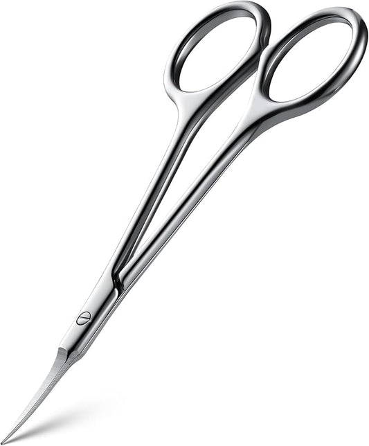 BEZOX Curved Cuticle Scissors – Precision Little Manicure Scissor Extra Fine Tip for Women, Sharp, Sleek, and Designed Finger Nails Scissor for Flawless Nail Care - Silver