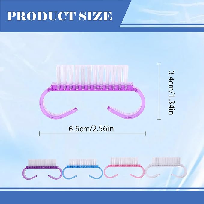 20Pcs Handle Grip Nail Brush, Nylon Nail Cleaning Brush Hand Fingernail Brush Cleaner Scrubbing Kit Pedicure for Toes and Nails Men Women