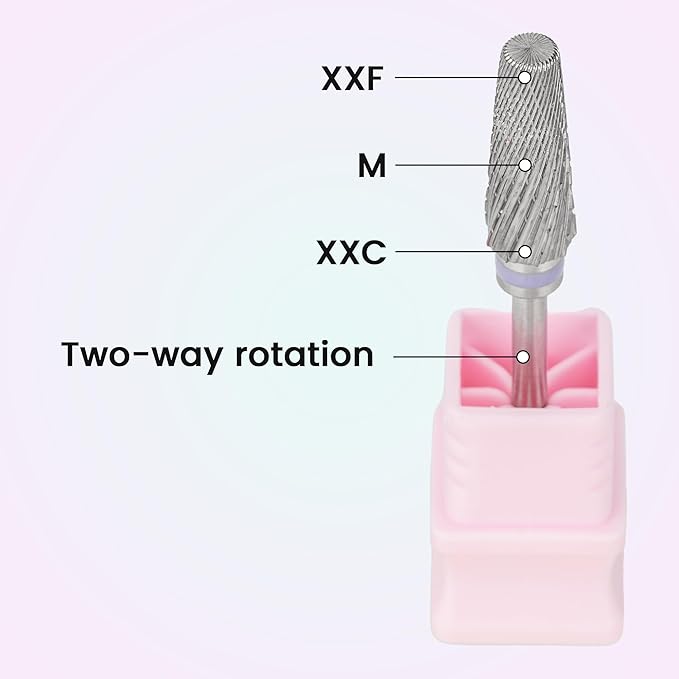Delanie Professional 5-in-1 Carbide Nail Drill Bit for Professional Nail Tech, 3/32", XXC+M+XXF