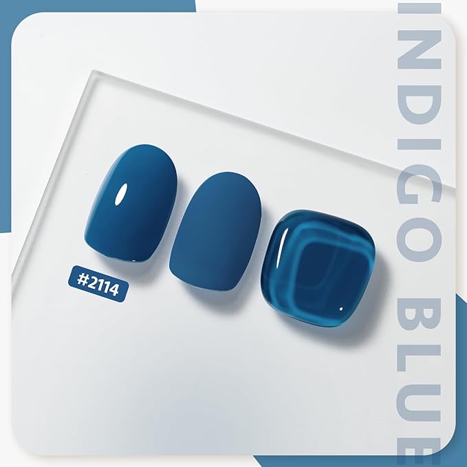 GAOY Blue Gel Nail Polish, 16ml Soak Off Gel Polish, UV Light Cure for Nail Art DIY Manicure at Home, 2114 Indigo Blue