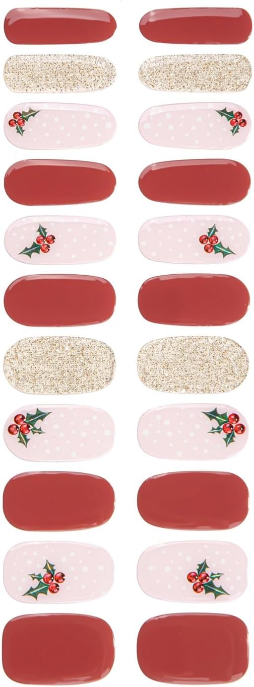 Nail Stickers, Gel Nail Strips with Manicure Tool Kit, 22 Pieces, Long Lasting, Chip Resistant, UV Free, Americana Bloom