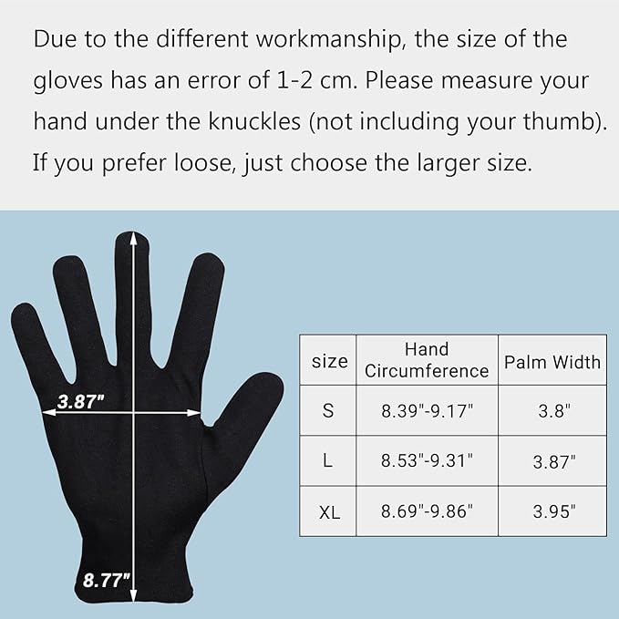 20 Pairs Archival Photo Gloves, Black Work Gloves for Art Handling Working Photography Cloth Gloves Liners Bulk for Handling Jewelry, Film, Photo, Coin Collectors, Metal Inspection Men & Women