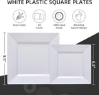 60PCS White Square Plastic Plates, Disposable Plates - Image 3