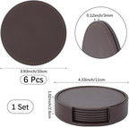6PCS PU Leather Coasters for Table Protection 4 Inch Round Drink Cup Holders - Image 2