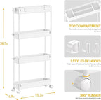 2-piece Set Slim Storage Cart 3 Tier, Bathroom Organizer Rolling Utility - Image 2