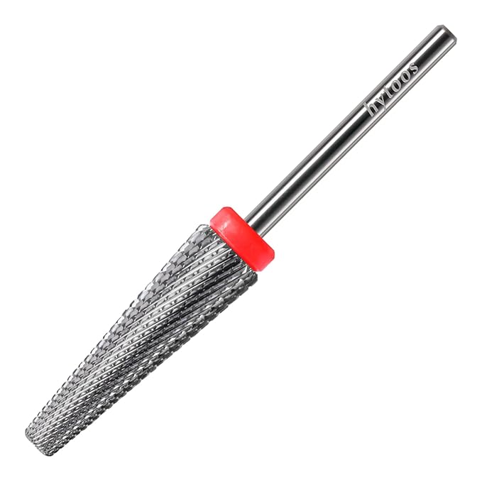 24mm Super Long 5 in 1 Nail Drill Bits, Cross Tapered Carbide Bit, 3/32" Two-way Rotate Drill Bits for Nails, Remove Acrylic Nails/Gel, Electric File Tool Drills Manicure Accessories (F)