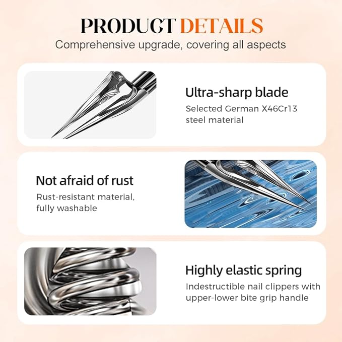 Nailpro Guard, 2025 New Designed for Ingrown and Thick Nails, Portable Ultra Sharp Stainless Steel Nail Clippers, Ultra-Thin, Easy Grip and Squeeze, Featuring Permanently Sharp Steel (Pink)