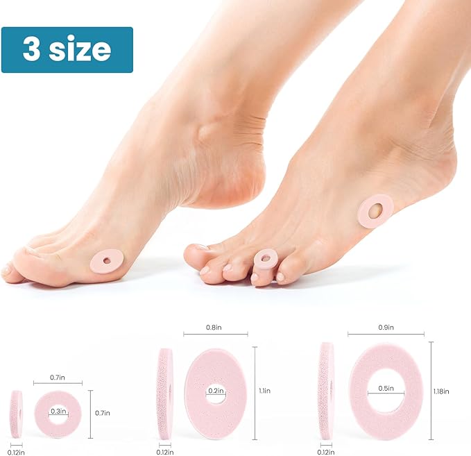 Corn Cushions for Toes and Feet - Callus Cushions to Protect Sore Spots with Foam Padding - Self-Stick Adhesive Pads - Relief Pain, Pressure and Friction from Shoes (Pink, 90 Count)