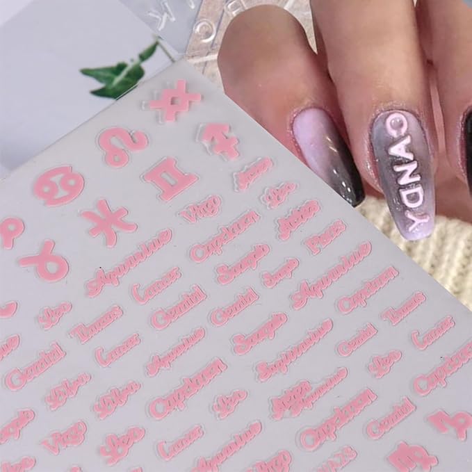 6 Sheets Letters Nail Art Stickers for Nail Art 3D Self-Adhesive Gold Silver Pink Initial Alphabet Nail Decals English Alphabet Nail Stickers Nail Art Supplies for Women Girls DIY Manicure Salon