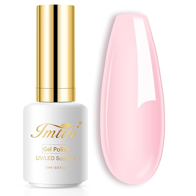 Imtiti Rubber Base Gel Polish, 15ML Nude Pink Color Base Gel For Nails Builder Gel Sheer Jelly Strengthener For Starters DIY Nail Art Soak Off UV LED
