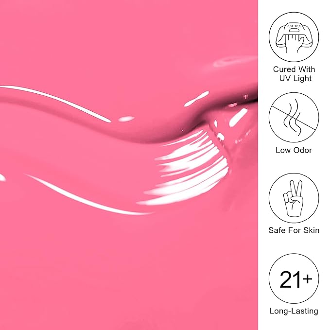 Imtiti Peach Gel Nail Polish, Peach Pink Nail Gel Polish High Gloss Soak Off UV LED Spring Summer Nail Art Manicure Salon DIY Design 10ML