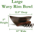 Lipper International Cherry Finished Wavy Rim Serving Bowl - Image 3