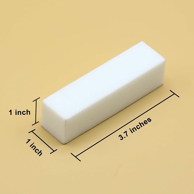 12-Pack, Nail Buffer Blocks for Natural and Acrylic Nails, 4 Sided, Medium Grit (White)