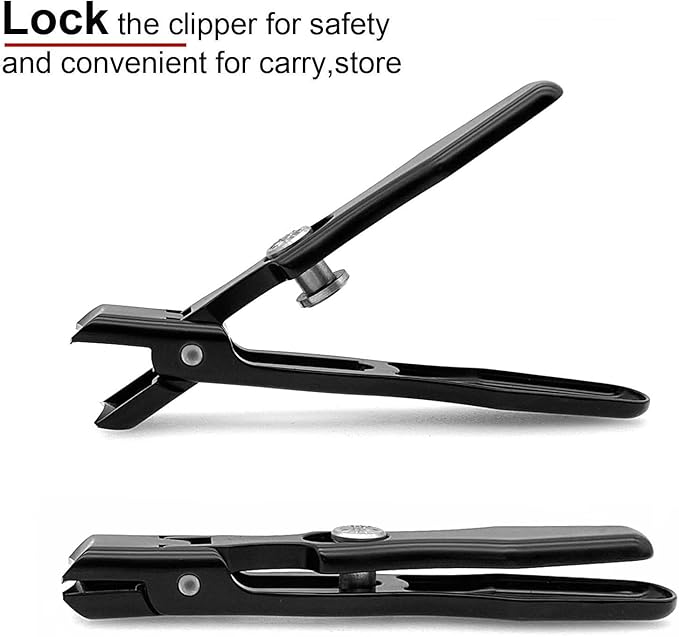 Nail Clippers for Men & Seniors Thick Toenails and Fingernail - Wide Jaw Opening Portable Ultra Sharp Finger Nail Clippers with Catcher, Heavy Duty Stainless Steel, Black Set