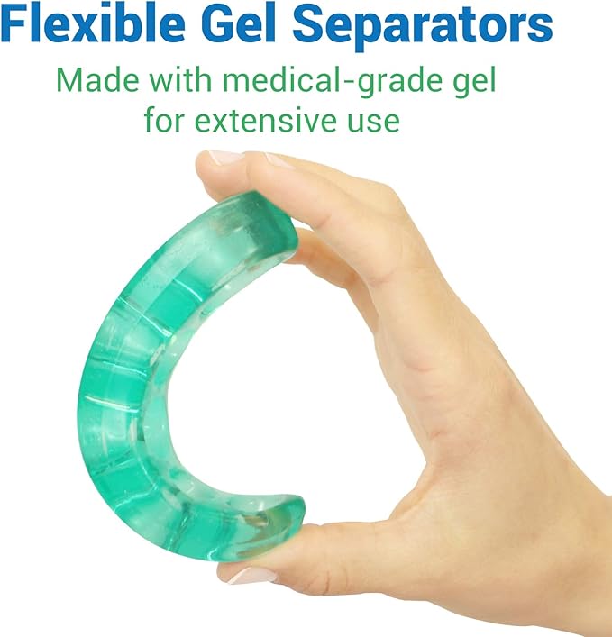 ViveSole Toe Separators for Men & Women Small (2 Pairs) - Silicone Gel Spreaders - Therapeutic Spa Stretchers for Plantar Fasciitis, Bunions, Overlapping Hammer Toe Spacers - Metatarsal Yoga Cushion