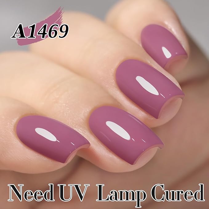 Double Rhythm Gel Polish 15ML Jelly Sheer Pastel Light Milky Color Pearl White Bottle 1 PC 0.5 OZ Full Size Nail Art Salon at Home (Wine Purple-D1469)