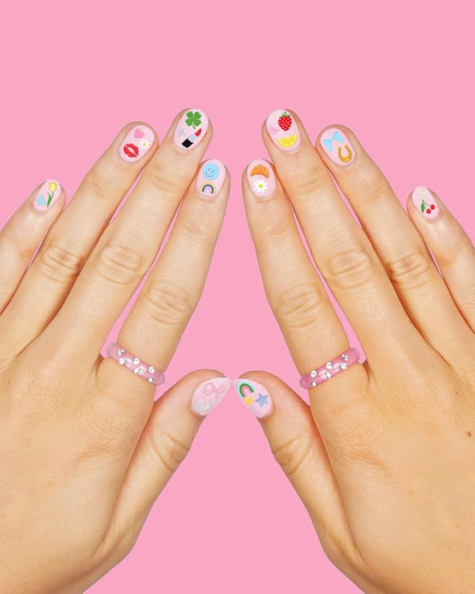 xo, Fetti Trendy Girl Nail Stickers | 604 Stickers | Girly Party Favor, Rainbow Bachelorette Decorations, Smiley Kids Birthday Manicure, Butterfly Adhesive Press Ons