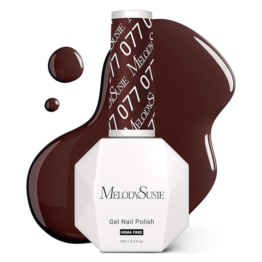 MelodySusie Hema Free Gel Nail Polish, 0.5 Fl Oz Thick Red Brown Gel Polish, Non Toxic, Long Lasting, Soak Off UV Nail Polish, Manicure Nail Design Salon DIY Nail Art at Home 077